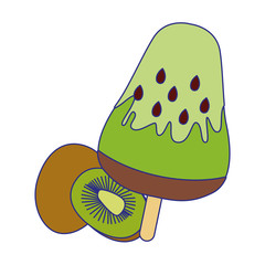 Poster - kiwi ice lolly icon, flat design