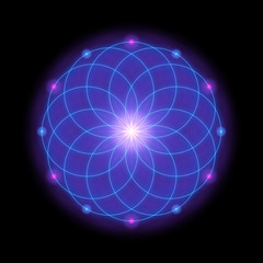 Wall Mural - Sacred geometry, violet background. Vector design.