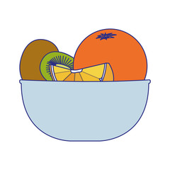 Canvas Print - bowl with orange and fruits icon