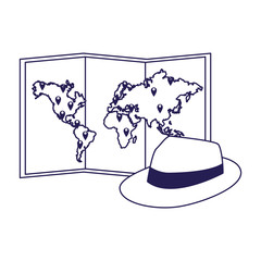 Wall Mural - world map and hat accessory