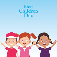 Poster - Happy children day design with happy kids