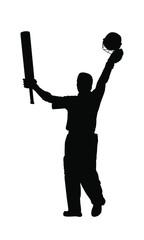 Batsman playing cricket Sport Silhouette - Cricket Batsman hitting ball.