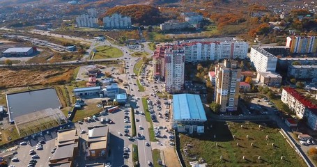 Wall Mural - Nakhodka, Primorsky Territory. View from above. Residential buildings in the small port city of Nakhodka.