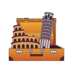 Sticker - travel suitcase with italian landmarks, flat design