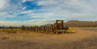 Panorama of an old western corral in the desert of Arizona in late afternoon light.