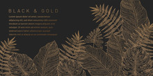 Black And Gold Leaves Background Pattern