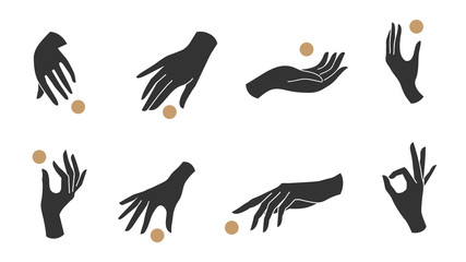 Wall Mural - hand linear style icon, hands and fingers vector design in various poses for create logo and line ar
