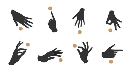 Wall Mural - hand linear style icon, hands and fingers vector design in various poses for create logo and line ar