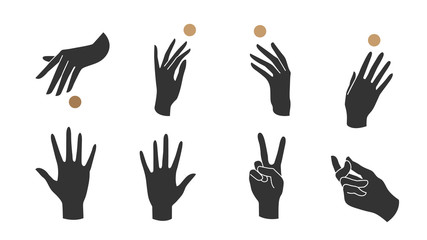 Wall Mural - hand linear style icon, hands and fingers vector design in various poses for create logo and line ar