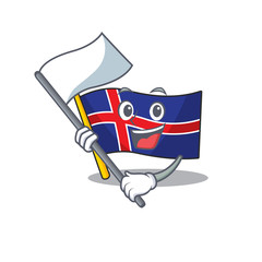 Sticker - Cartoon flag iceland with mascot bring flag