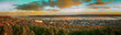 Colorful Panoramic shot of the Tay Rail Bridge of  Dundee Law in Scotland at twilight,UK , Dramatic beautiful sunset