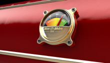 A Concept Showing A Dial Or Gauge To Measure Whether Children Have Been Naughty Or Nice For The Festive Season  Mounted On A Red Sleigh Dashboard - 3D Render