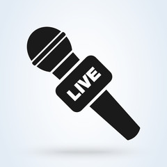 micraphone live news. Simple vector modern icon design illustration.