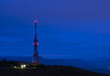 telecommunications tower at dusk from Mount Jaizkibel