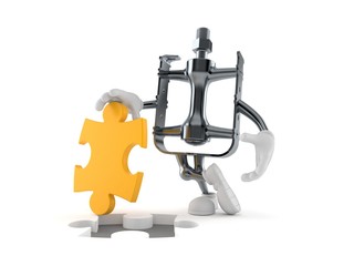 Poster - Bicycle pedal character with jigsaw puzzle