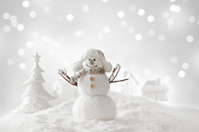 Christmas Snowman On The Snow