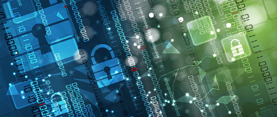 Cybersecurity and information or network protection. Future technology web services for business and internet project