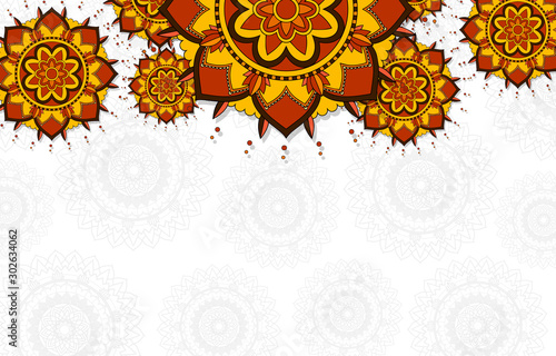 Fotomural Background pattern of mandalas on white