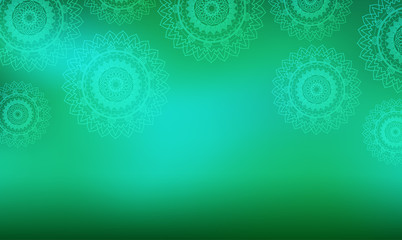 Canvas Print - Mandala patterns on green background