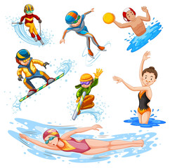 Wall Mural - Different types of sports on white background