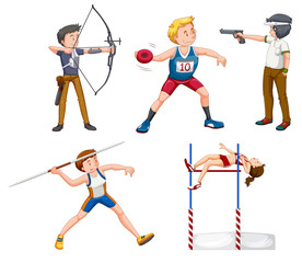 Wall Mural - Sporting activity people on white background