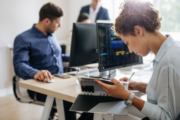 Canvas Print - Business People Working in an Office