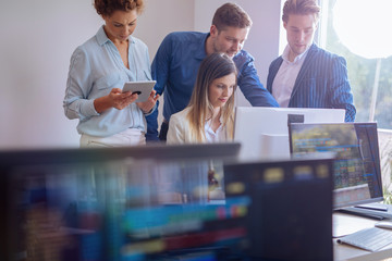 Wall Mural - Business People Working in an Office