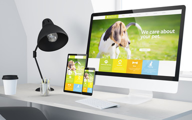 Sticker - minimal desktop with responsive veterinarian website on devices