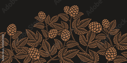 Fotografía Vintage seamless hop pattern, a decoration for beer theme