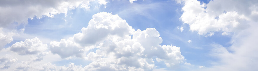 Wall Mural - panorama of clear blue sky with white cloud background. clearing day and good weather in the morning