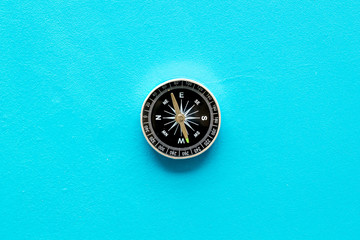 Wall Mural - Compass - small and stylish - on blue background top view copy space