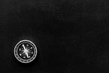 Wall Mural - Compass - small and stylish - on black background top view copy space