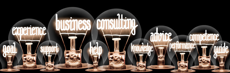 Wall Mural - Light Bulbs with Business Consulting Concept