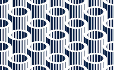 Wall Mural - Tubes op art seamless vector background, repeat tiling optical illusion pattern, textile or wrapping paper, website backdrop or wallpaper.