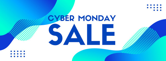 Wall Mural - cyber monday sale. vector banner template. trendy liquid fluid blue abstract background
