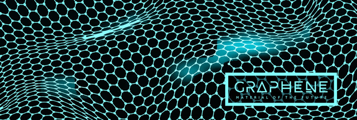 Graphene, a molecular network of hexagons connected together. Chemical network. Carbon, nanomaterials. Vector illustraion
