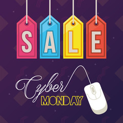 Canvas Print - cyber monday day poster with mouse and tags