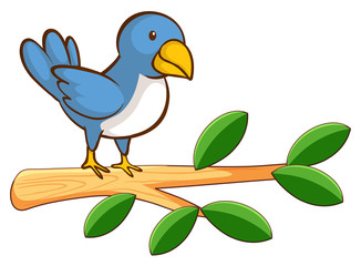 Sticker - Blue bird on white background