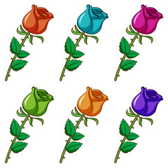 Wall Mural - Isolated set of flower in different colors