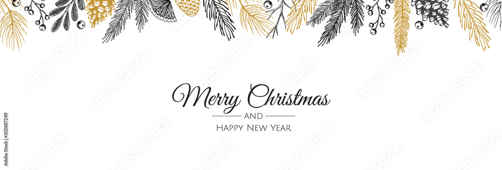 Christmas vector background. Xmas sale, holiday web banner. - obrazy, fototapety, plakaty 