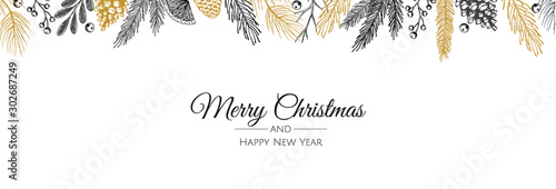 Fotografía Christmas vector background. Xmas sale, holiday web banner.