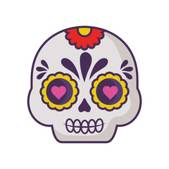 Wall Mural - mexican skull in white background