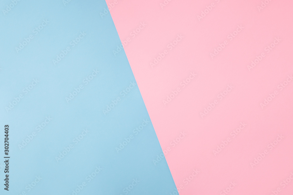Photo of shared divided into two parts background harmonically soft pastel colored empty space for filling text idea banner billboard pink and blue colors - obrazy, fototapety, plakaty 