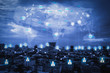 © banlai - Network and Connection technology concept with city background