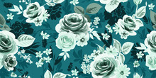 Monochrome Floral Bunch On Digital Fashion Print For Spring,summer Dress