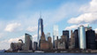 New York cityscape over the hudson river. Brooklyn showing the lower manhattan and the financial district.