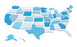 3d usa map with separated states. Vector illustration