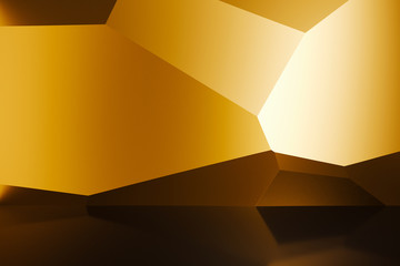 Beautiful gold studio room. Luxury Golden Abstract background. 3d render