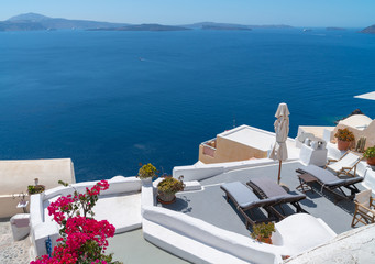 Wall Mural - Hillside homes and buildings in whitewashed traditional Greek Island style