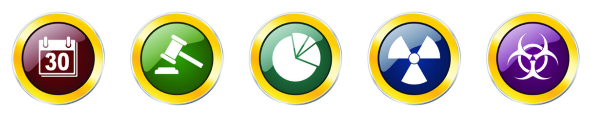 Poster - Set of colorful web glossy vector icons,  data, auction, graph and radioactive buttons in eps 10 for webdesign and mobile applications on white background